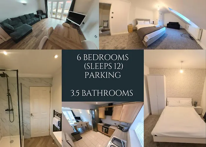 Large 6 Bed House - 6 Bedrooms - Parking Wifi 6 Smart Tvs 3 Shower Rooms 4 Wcs
